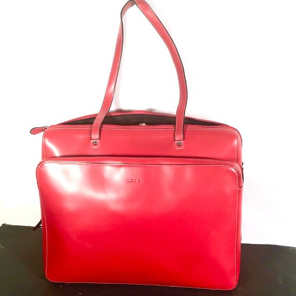Lodis Audrey Work Bag Large Red 100% leather business Briefcase  Fire engine - Picture 9 of 13
